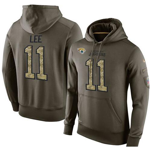 NFL Men's Nike Jacksonville Jaguars #11 Marqise Lee Stitched Green Olive Salute To Service KO Performance Hoodie